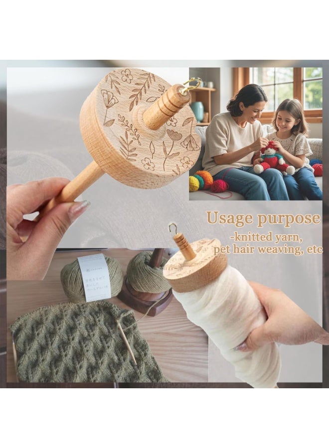 SRLIWHITE Handcrafted Wooden Drop Spindle Top Whorl with Hook, Smooth Waxed Yarn Spinning Tool for Wool or Plant Fibers, Beginner-Friendly Hand Spinning Starter Kit - Image 3